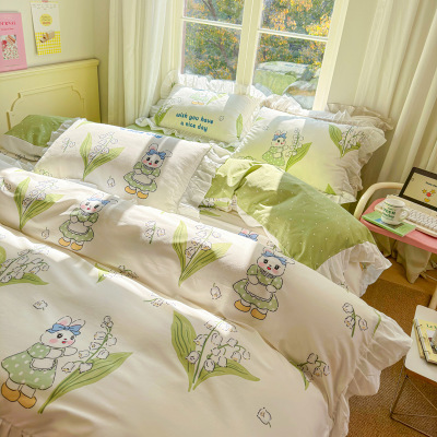 Four-piece Cartoon Cotton Bed Set cartoon rabbit B8