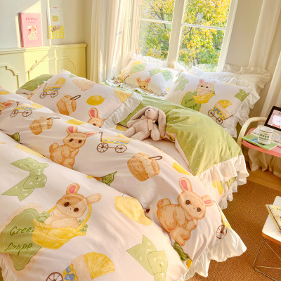 Four-piece Cartoon Cotton Bed Set cartoon rabbit B8