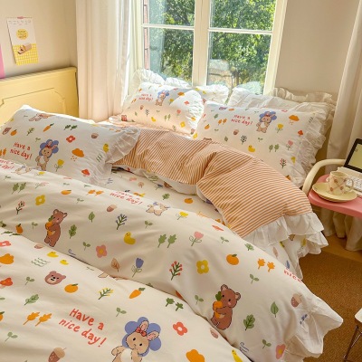 Four-piece Cartoon Cotton Bed Set Harvest joy B16