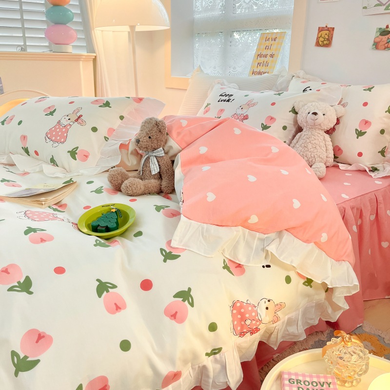 Four-piece Cartoon Cotton Bed Set Persimmon persimmon ruyi B13