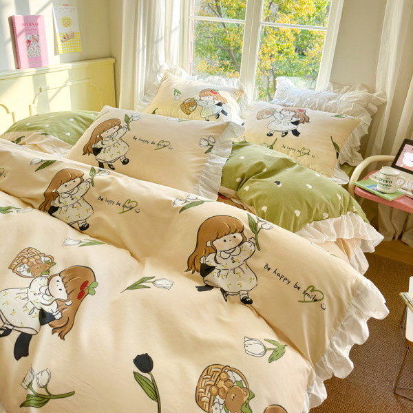 Four-piece Cartoon Cotton Bed Set Soft  B10