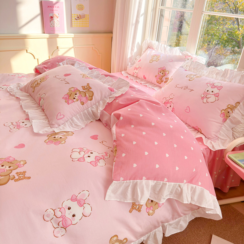 Four-piece Cartoon Cotton Bed Set Soft  B10
