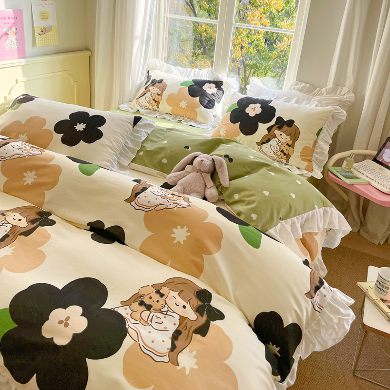 Four-piece Cartoon Cotton Bed Set Soft  B10