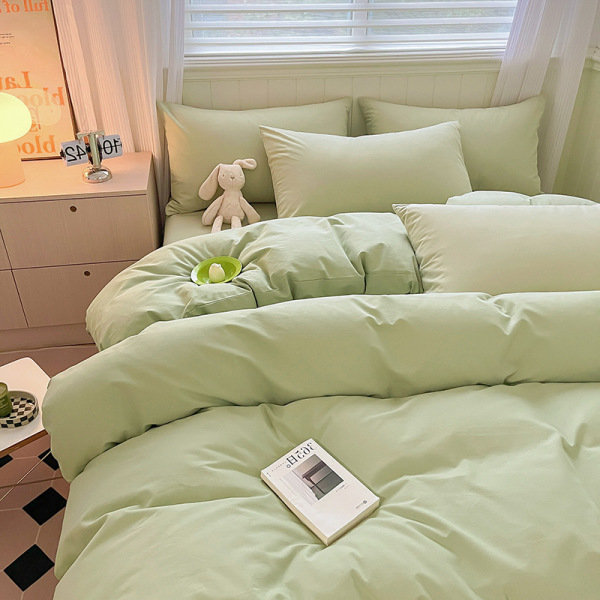 Grade A brushed four-piece cotton four-piece set green B50