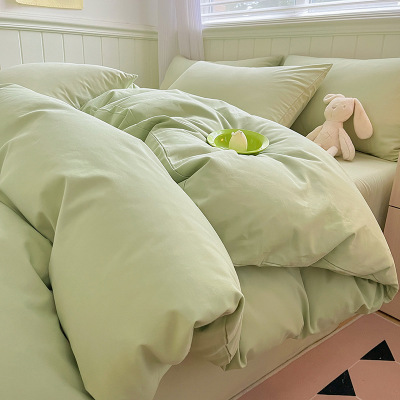 Grade A brushed four-piece cotton four-piece set green B50