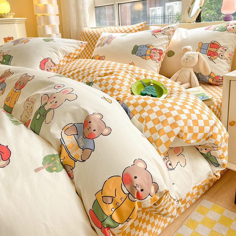 pure cotton bed sheet quilt cover four piece bedding set B47