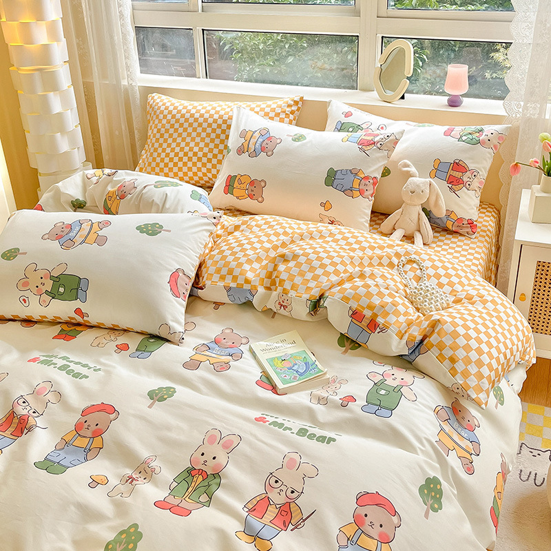 pure cotton bed sheet quilt cover four piece bedding set B47