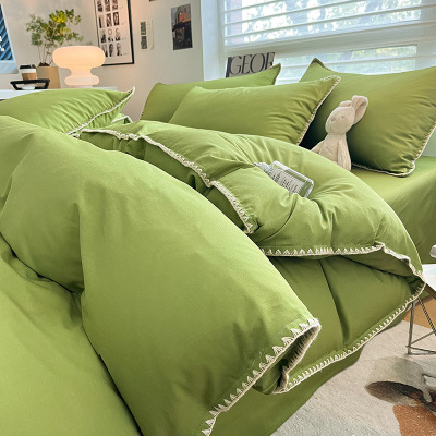 pure cotton four piece shell edge washed cotton B41