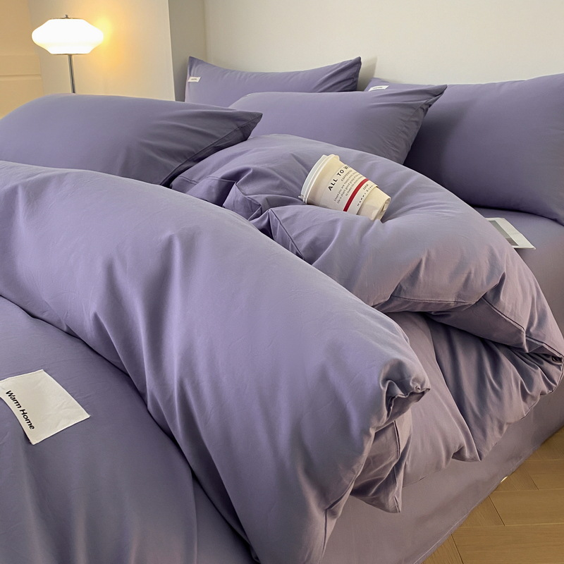 Class A Washed Cotton Four-piece Set Star Gray-Elegant Purple B58