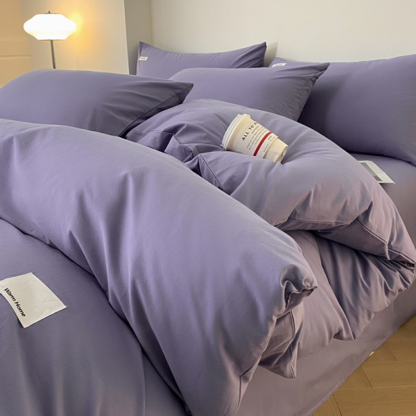 Class A Washed Cotton Four-piece Set Star Gray-Elegant Purple B58