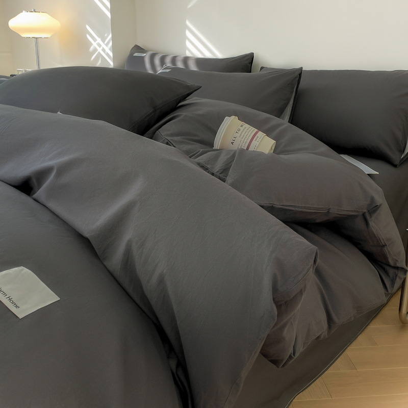 Class A Washed Cotton Four-piece Set Star Gray-Elegant Purple B58