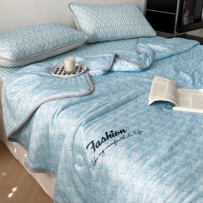 ins solid color cool silk summer cool quilt four-piece set B83