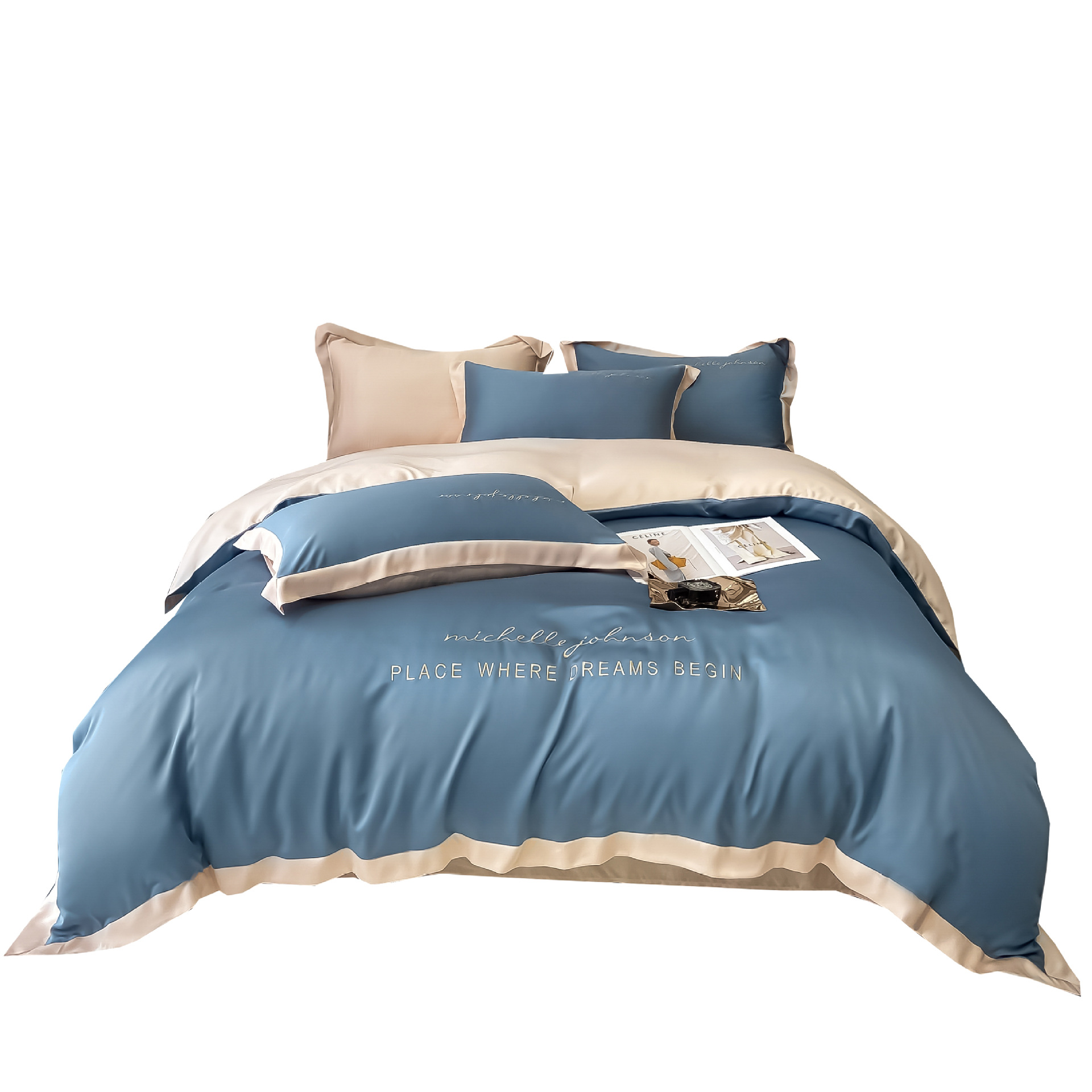 Nordic solid color four-piece washed silk four-piece set B64