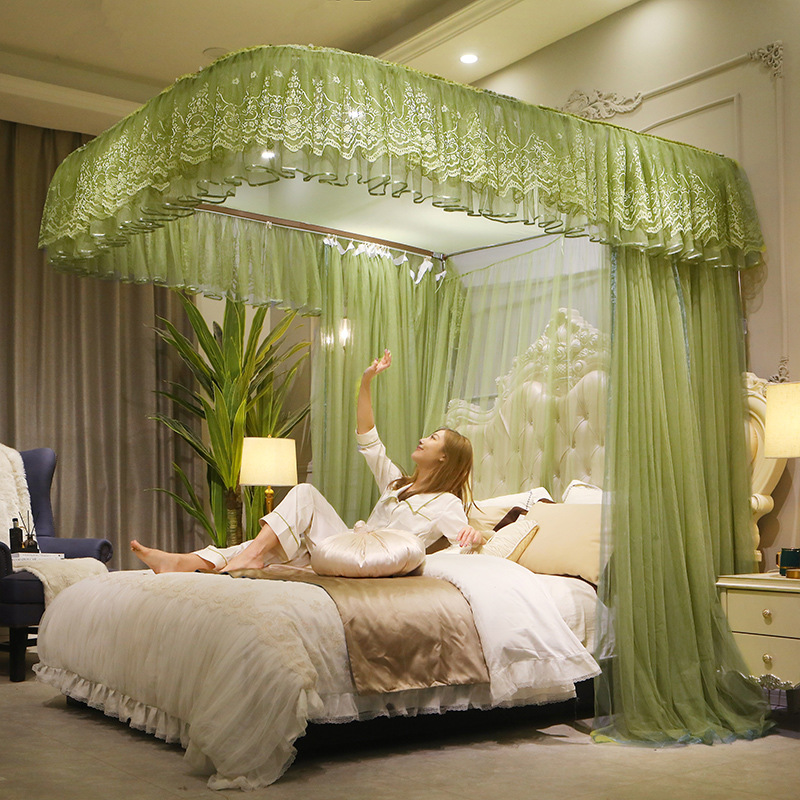 U-shaped track mosquito net lace edge floor-to-ceiling pattern net B118