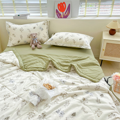 Washed cotton and linen double-layer gauze summer cool quilt B71