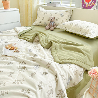 Washed cotton and linen double-layer gauze summer cool quilt B71